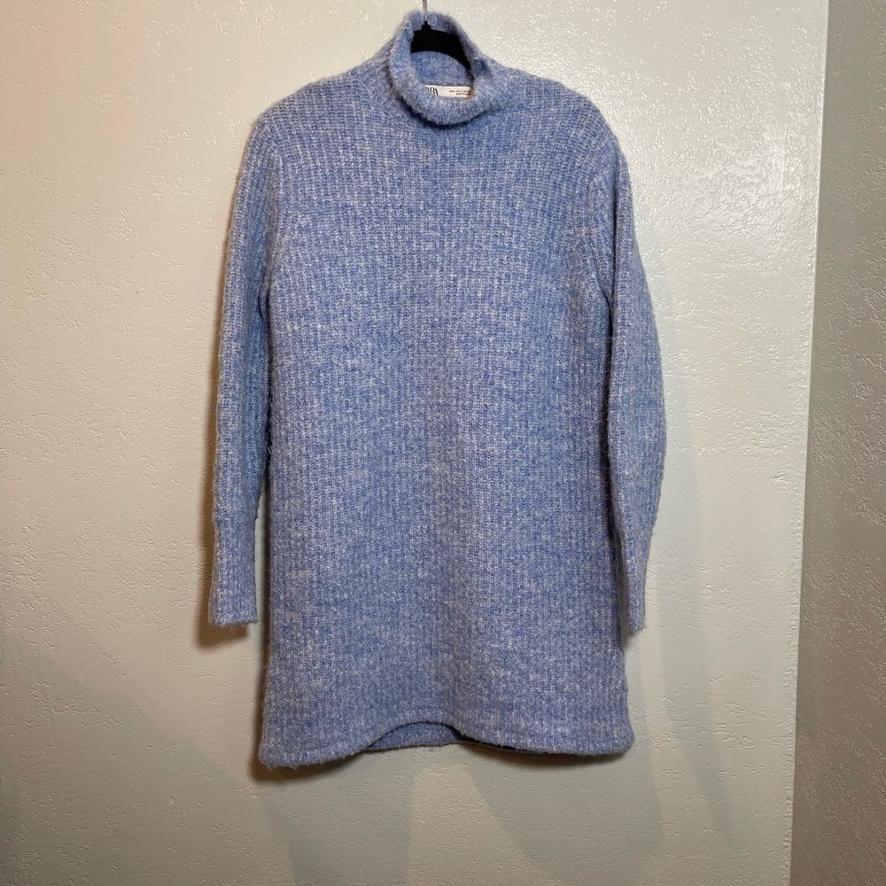 Zara Cozy Blue Turtleneck Dress